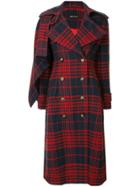 Anna October Checked Double-breasted Coat - Red