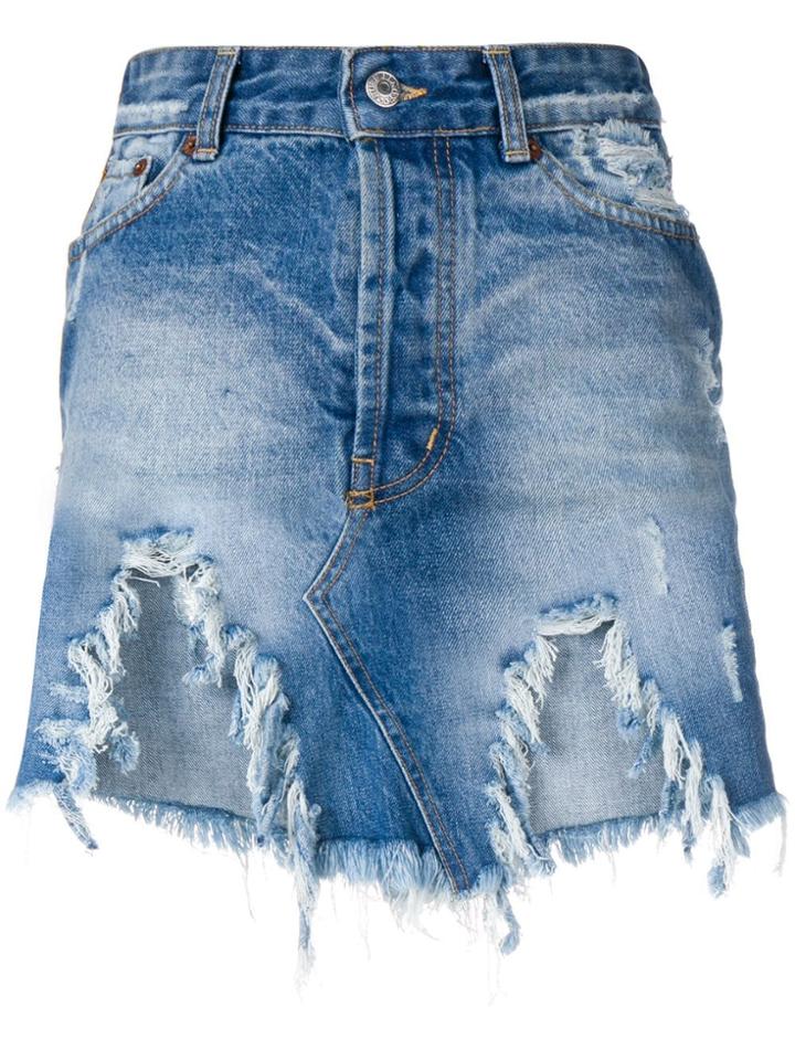 Forte Dei Marmi Couture Destroyed Denim Skirt - Blue