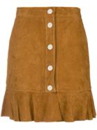 Ganni Salvia Ruffle Mini Skirt - Brown