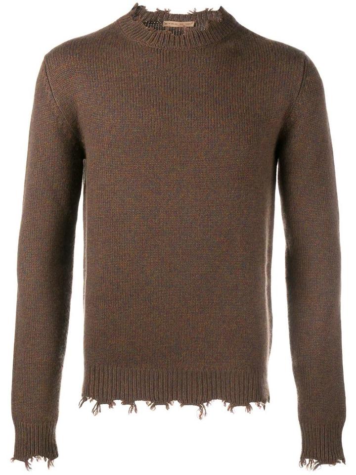 Etro Cashmere Frayed Edge Jumper, Men's, Size: Large, Brown, Cashmere