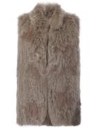 Derek Lam 10 Crosby Sleeveless Mid-lentgh Coat, Women's, Size: Xs, Nude/neutrals, Fox Fur