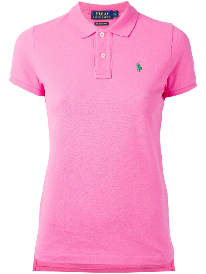 Polo Ralph Lauren - Embroidered Logo Polo Shirt - Women - Cotton - L, Pink/purple, Cotton