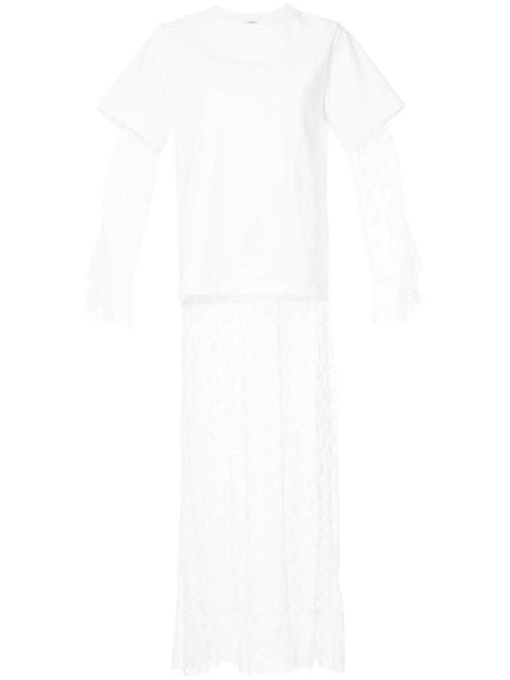Goen.j Layered Lace T-shirt Dress - White