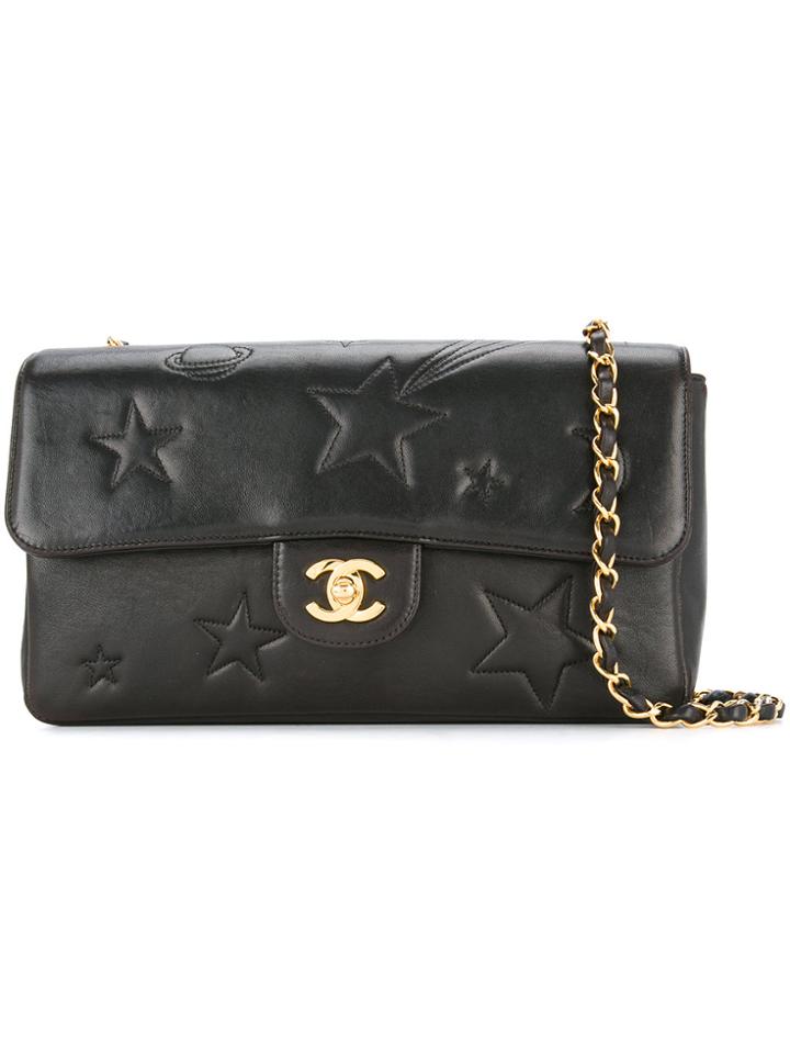 Chanel Vintage Space Stitch Shoulder Bag - Black