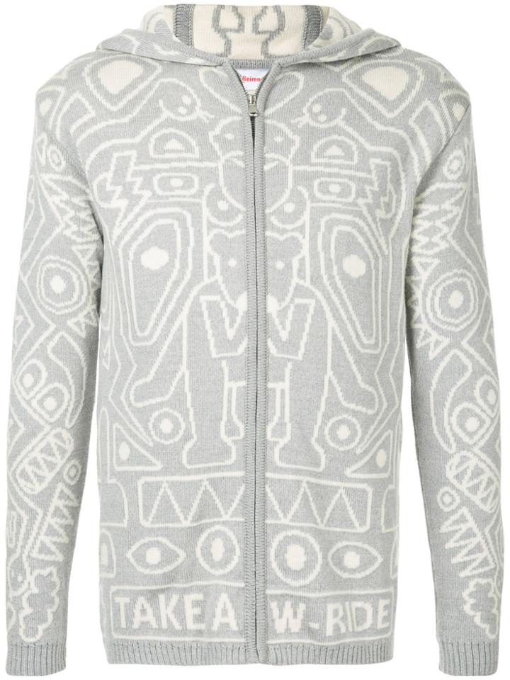 Walter Van Beirendonck Vintage Patterned Zip-up Hoodie - Grey