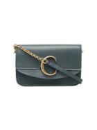 Chloé Blue C Ring Mini Leather And Suede Shoulder Bag