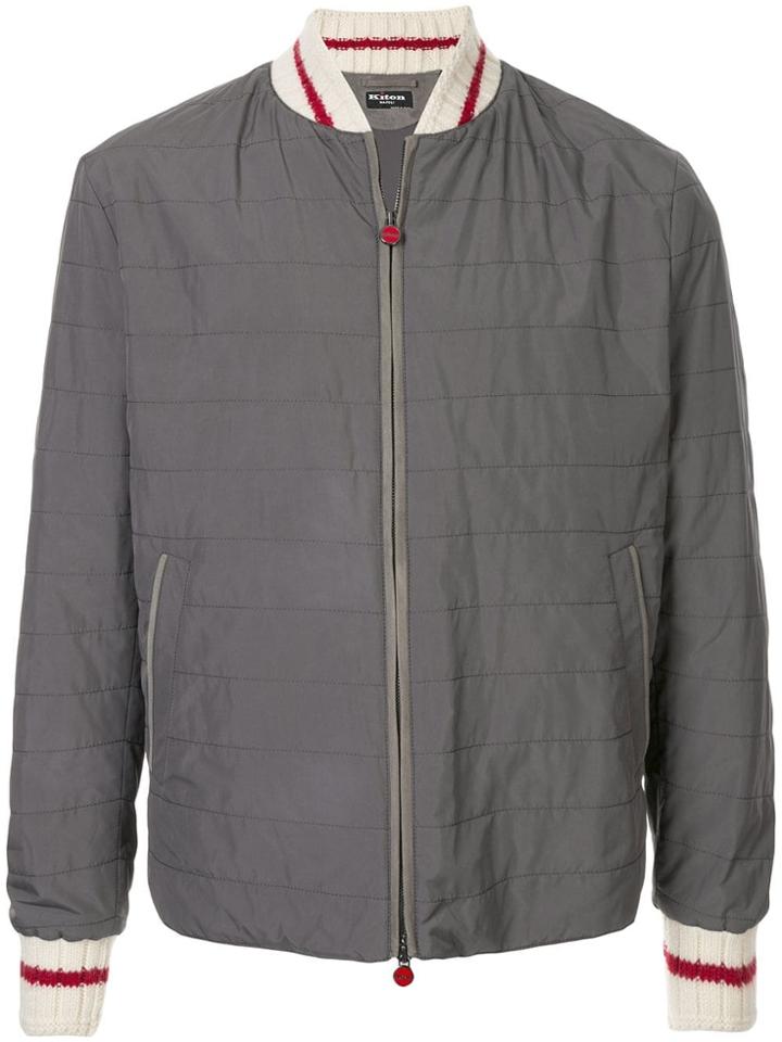 Kiton Quilted Bomber Jacket - Grey