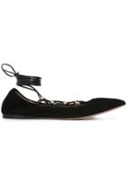 Valentino Valentino Garavani 'rockstud' Lace-up Ballerinas - Black