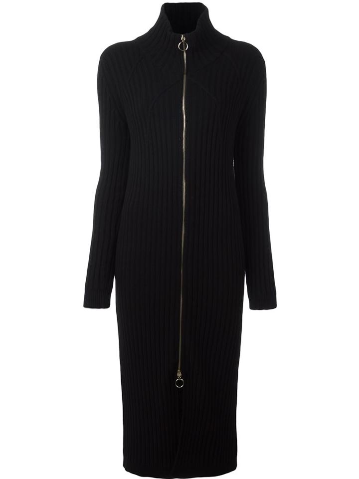Twin-set Long Zipped Cardigan, Women's, Size: Large, Black, Polyamide/viscose/wool/cashmere