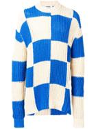 Jil Sander Checked Knit Jumper - Blue