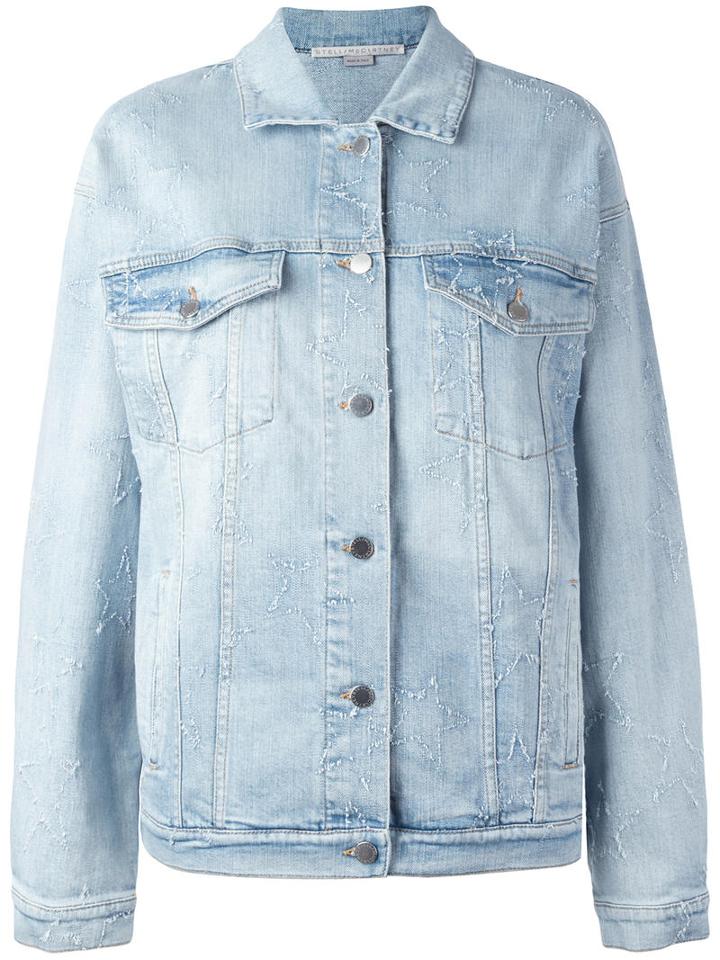 Stella Mccartney Embroidered Star Denim Jacket, Women's, Size: 42, Blue, Cotton/spandex/elastane