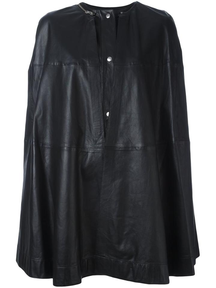 Mcq Alexander Mcqueen Zipper Trim Cape, Women's, Size: 38, Black, Lamb Skin