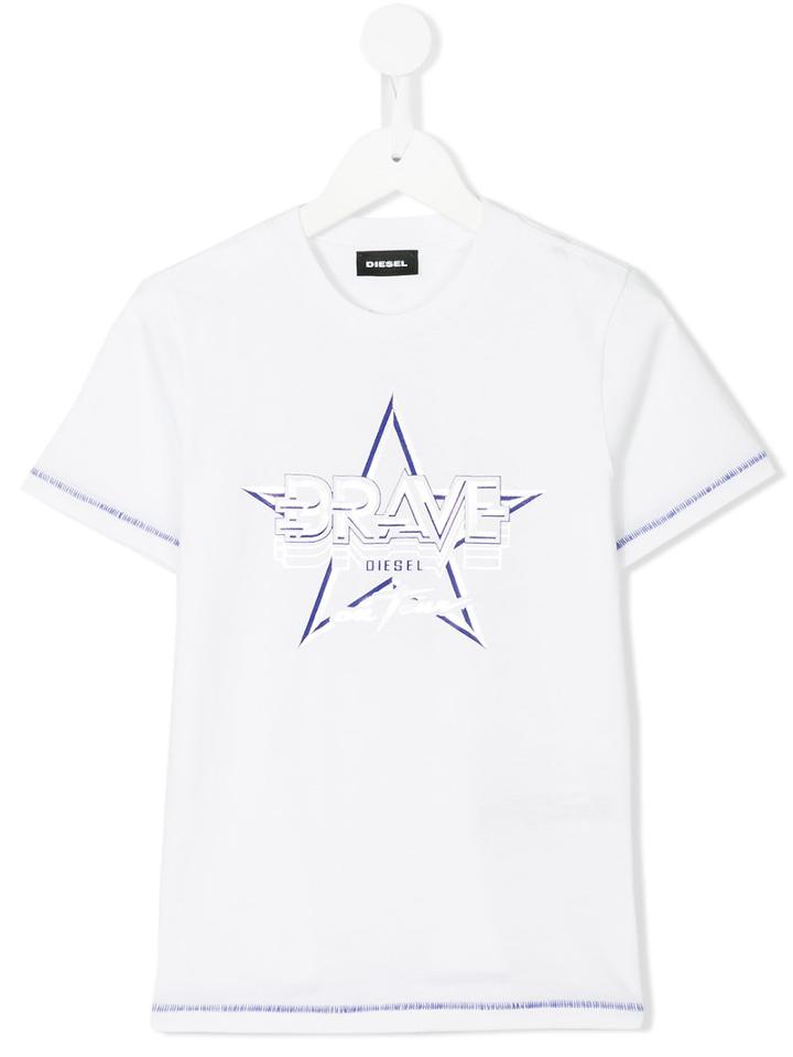 Diesel Kids - Star Print T-shirt - Kids - Cotton - 6 Yrs, White