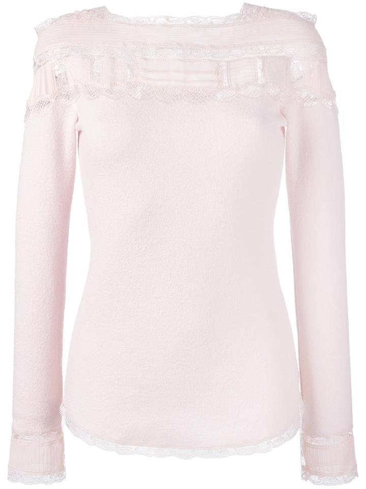 Ermanno Scervino Lace Insert Jumper, Women's, Size: 44, Pink/purple, Silk/cashmere/wool
