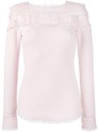 Ermanno Scervino Lace Insert Jumper, Women's, Size: 44, Pink/purple, Silk/cashmere/wool