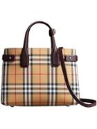 Burberry The Small Banner In Vintage Check And Leather - Yellow &