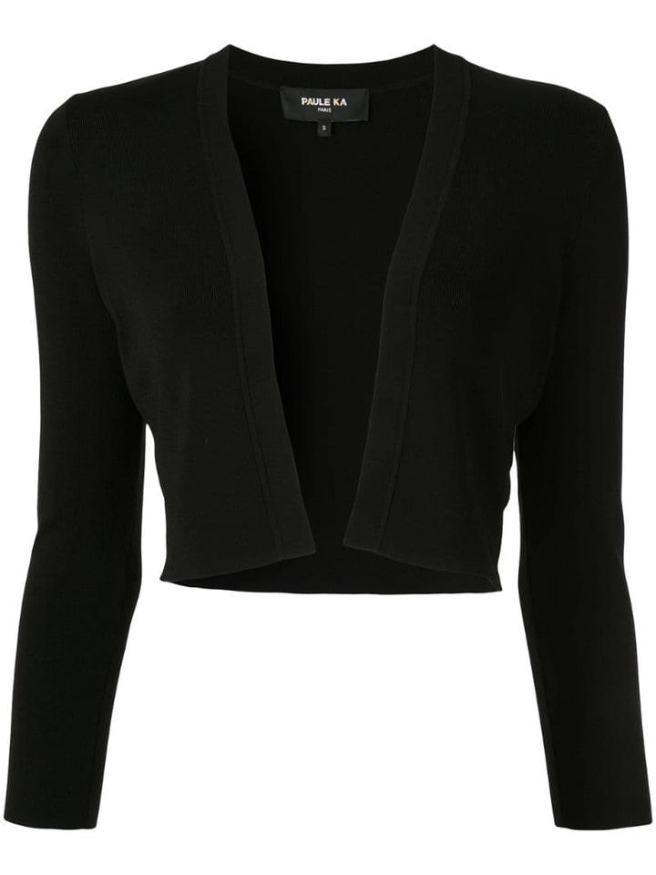 Paule Ka Open Front Cropped Cardigan - Black