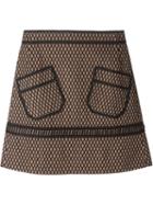 Veronique Leroy Net Overlay A-line Skirt, Women's, Size: 38, Black, Cotton