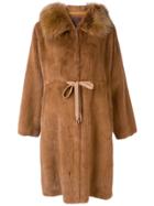 Liska Hooded Drawstring Coat - Brown