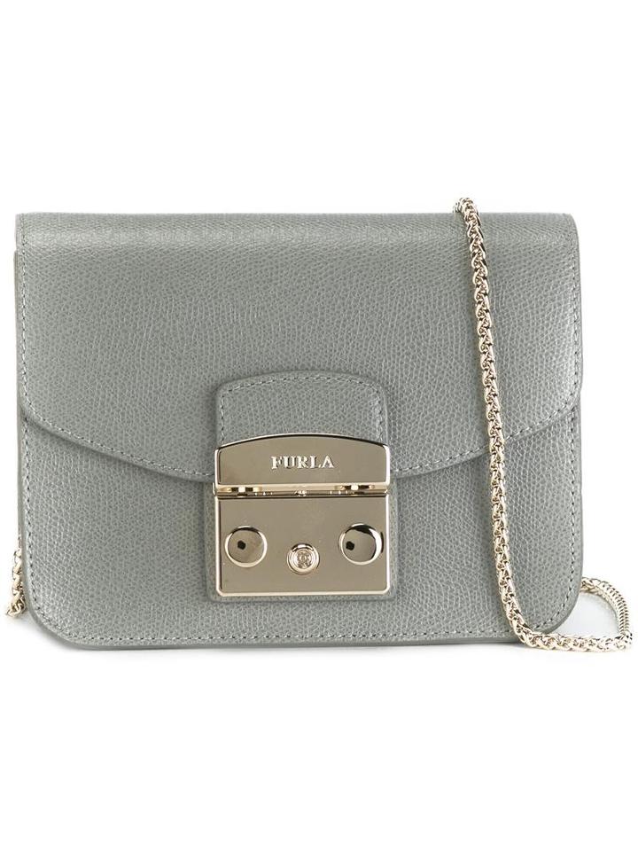 Furla Chain Strap Crossbody Bag, Women's, Green, Calf Leather/nylon/viscose