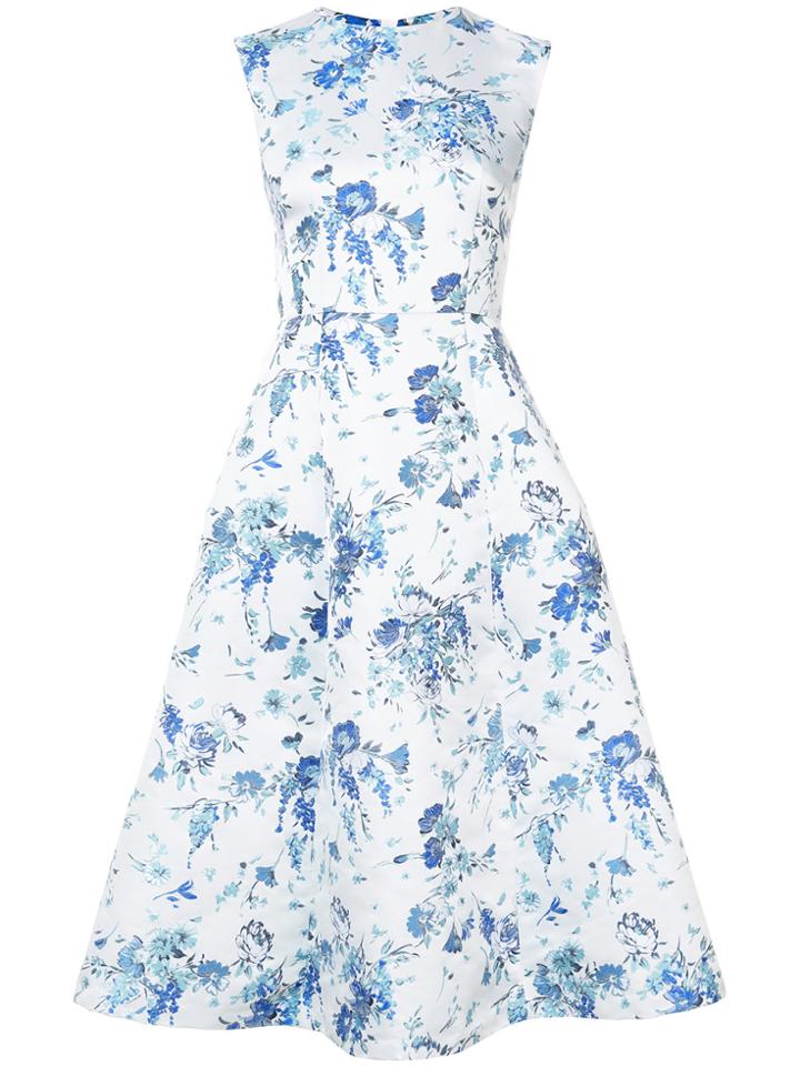 Adam Lippes Floral-print Fluted Midi Dress - White
