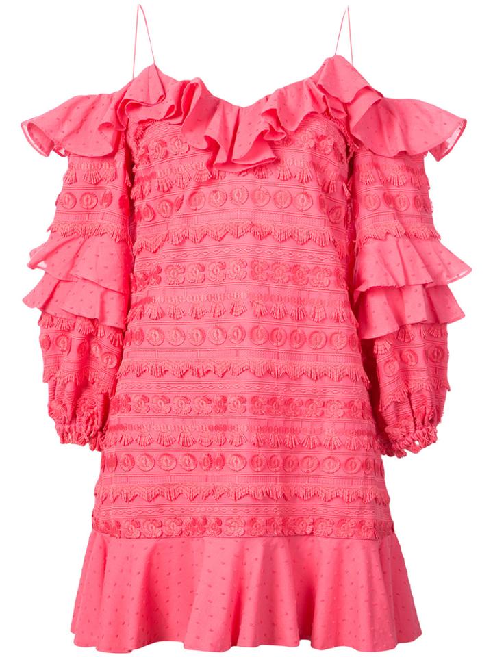 Alexis Ruffled Off Shoulder Dress - Pink & Purple