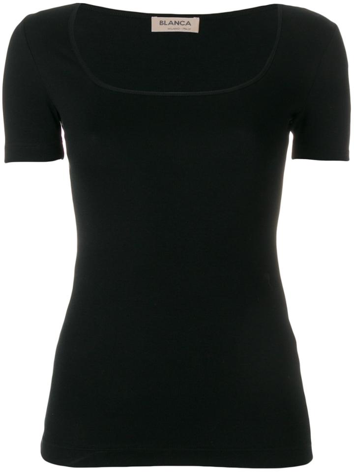 Blanca Short-sleeve Fitted Top - Black