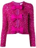 Ashish Sequin Embellished Bow Blouse, Women's, Size: Small, Pink/purple, Silk/polyester/sequin