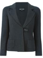 Giorgio Armani Herringbone Blazer, Women's, Size: 46, Grey, Silk/virgin Wool