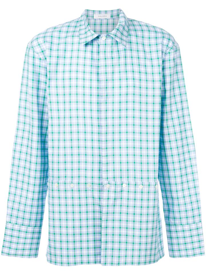 Delada Concealed Pocket Check Shirt - Blue