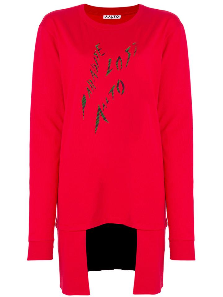 Aalto Asymmetric Slogan-print Top - Red