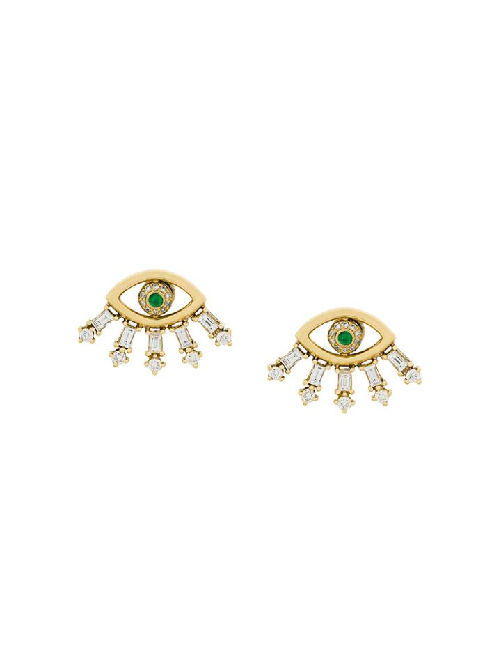 Ileana Makri Baguette Eye Stud Earrings - Metallic