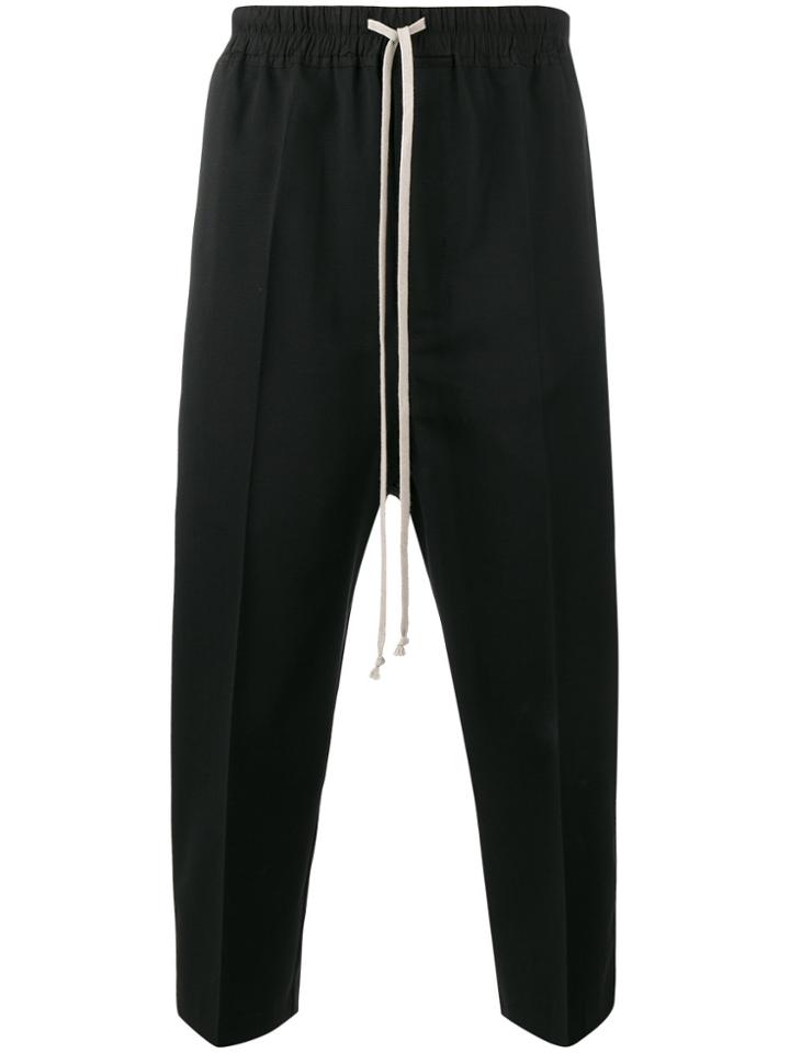 Rick Owens Cropped Drop Crotch Tailored Trousers - Black