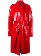 Carven Vinyl Trench Coat, Women's, Size: 34, Red, Viscose/polyurethane/polyester/acetate