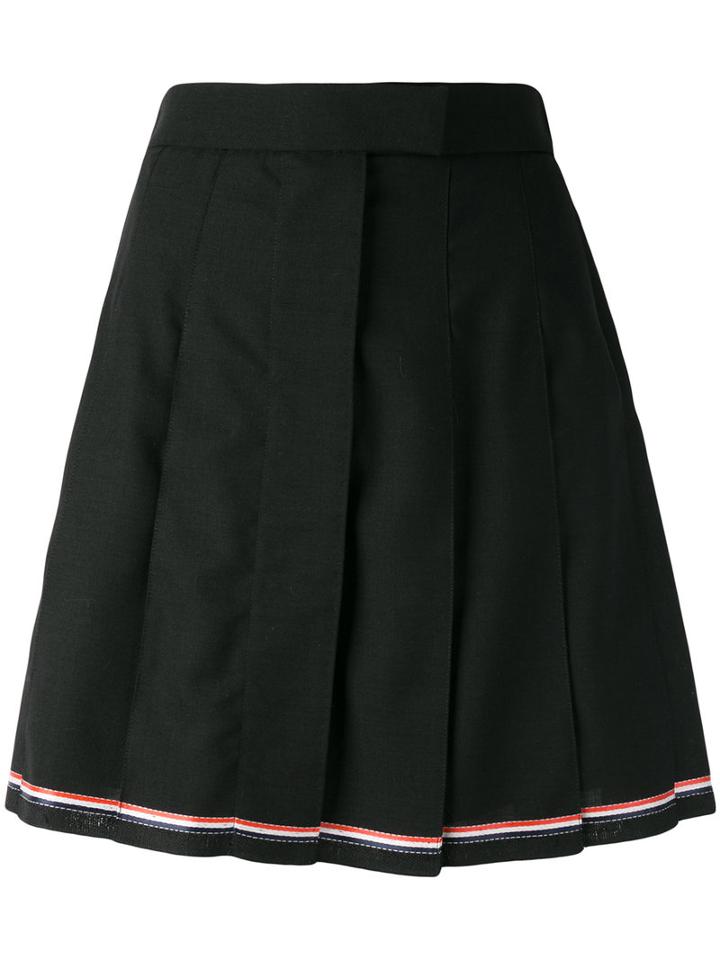 Thom Browne Mini Pleated Skirt, Women's, Size: 38, Black, Cupro/wool
