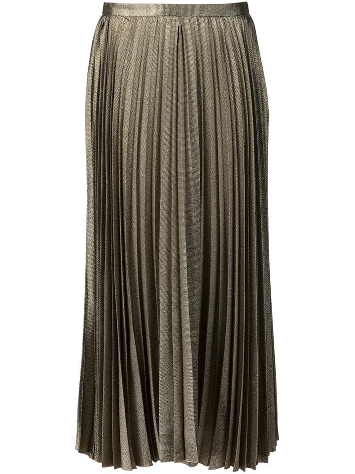 Derek Lam Long Pleated Skirt, Women's, Size: 42, Grey, Polyester/viscose/metallized Polyester