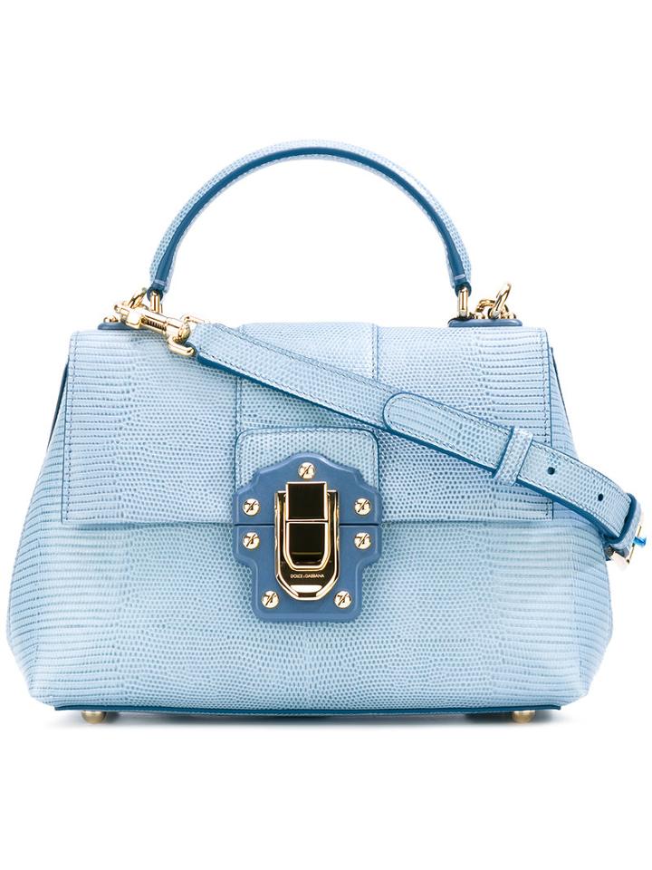 Dolce & Gabbana - Snake Embossed 'lucia' Bag - Women - Calf Leather - One Size, Blue, Calf Leather