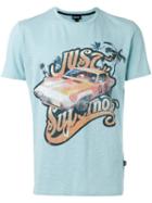 Just Cavalli Car Print T-shirt, Men's, Size: Small, Blue, Cotton