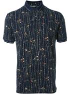 Dolce & Gabbana Bird Print Polo Shirt, Men's, Size: 52, Blue, Cotton