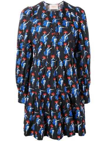La Doublej Can Can Print Dress - Black
