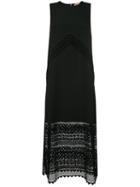 No21 Sleeveless Lace Panel Dress, Women's, Size: 48, Black, Silk/polyester/acetate/silk