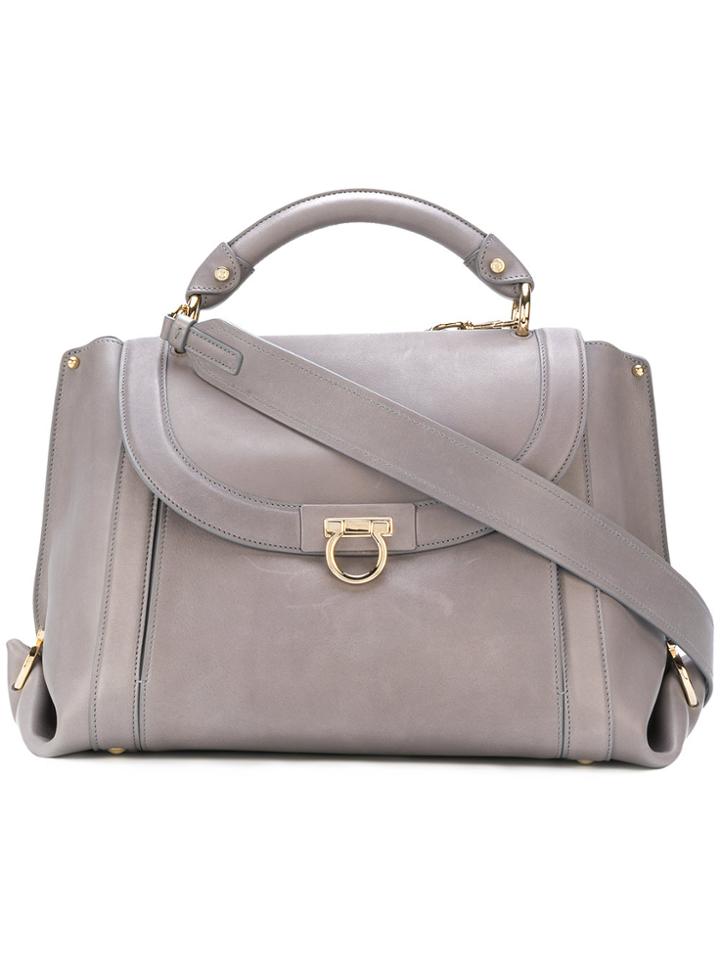 Salvatore Ferragamo Medium Soft Sofia Top Handle Bag - Grey