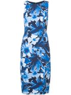 Michael Kors Collection Floral Fitted Midi Dress - Blue