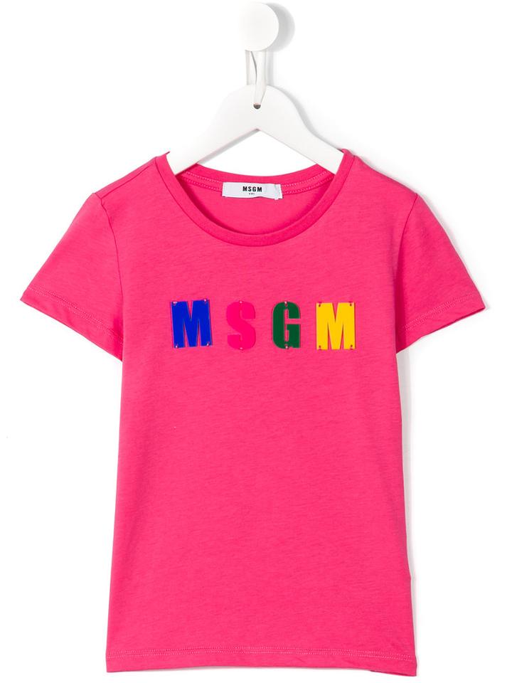 Msgm Kids Logo Print T-shirt, Girl's, Size: 10 Yrs, Pink/purple