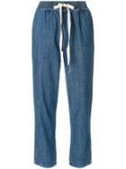Semicouture Cropped Drawstring Jeans - Blue