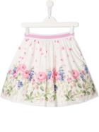 Monnalisa Floral Print Skirt - White