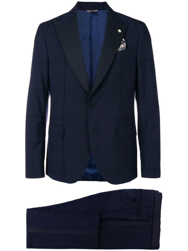 Manuel Ritz Large Check Formal Blazer - Blue