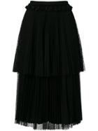 Christopher Kane Polka Dot Tiered Pleated Skirt - Black