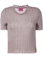 D'enia - Textured Knit T-shirt - Women - Nylon/acetate/metallized Polyester - L, Pink/purple, Nylon/acetate/metallized Polyester