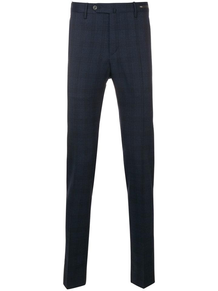 Pt01 Tailored Check Trousers - Blue